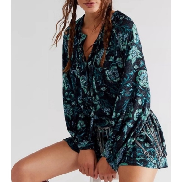 Free People Pants - Free People NWOT Dance Til Dawn Romper Black Motif S
